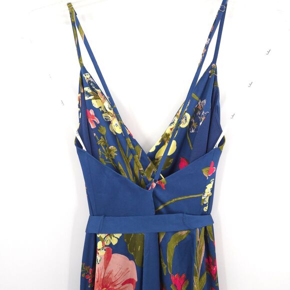Lulus NWT Still the One Satin Maxi Dress Size M Blue Floral Print - Picture 9 of 13